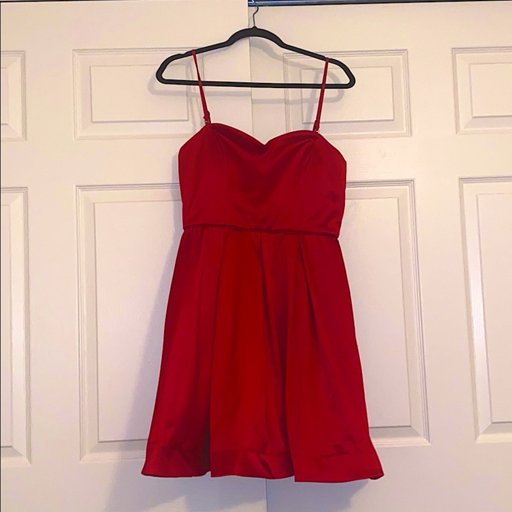 red sweetheart fit and flare dress homecoming